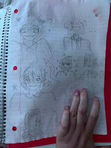 hmhmmhmmmm whats behind that page what are you hiding whats that red folder doing .. did you draw xx!!!?? om.g... you drew xx for 5$ I KENW OT!!!! OMG!!!!!!! also why the fuck do my hands look like feet kinda